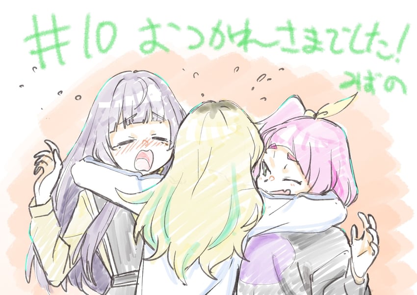 yamanouchi kano, watase kiui, and takanashi kim anouk mei (yoru no kurage wa oyogenai) drawn by mizuno_kimiaki