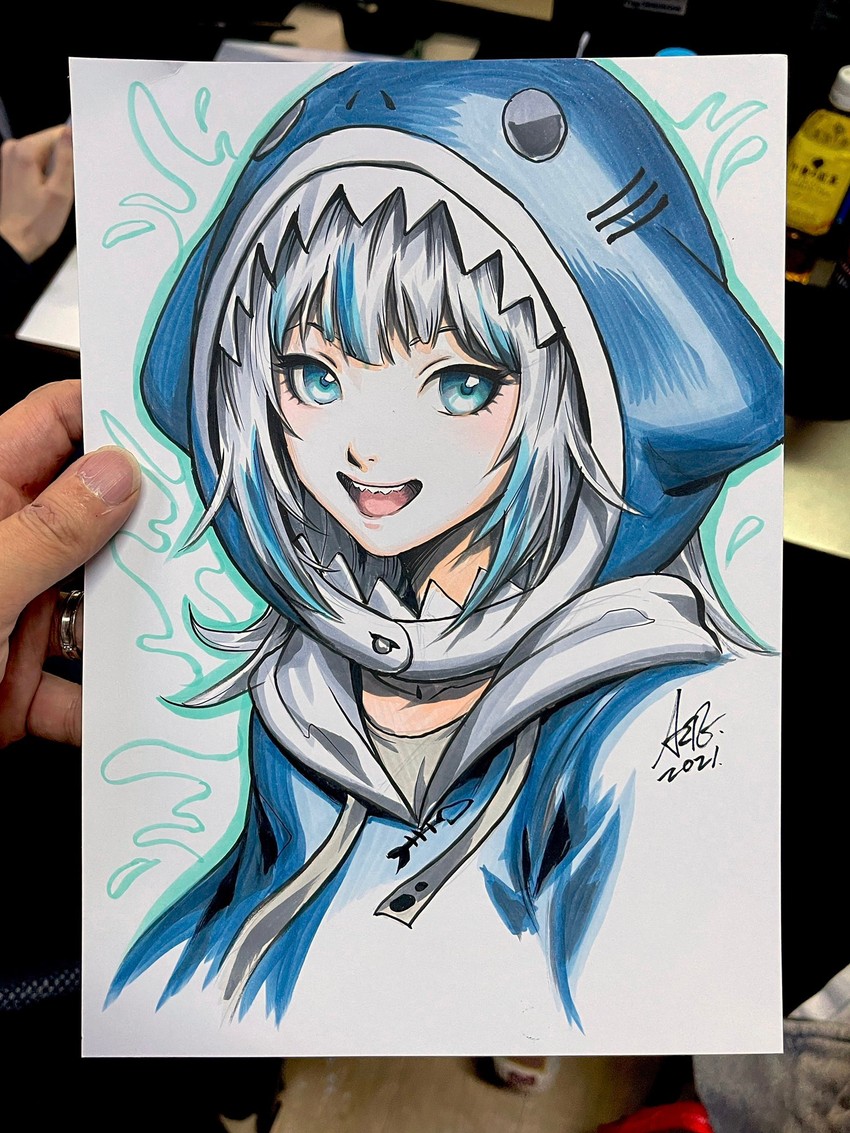 gawr gura (hololive and 1 more) drawn by stanley_lau