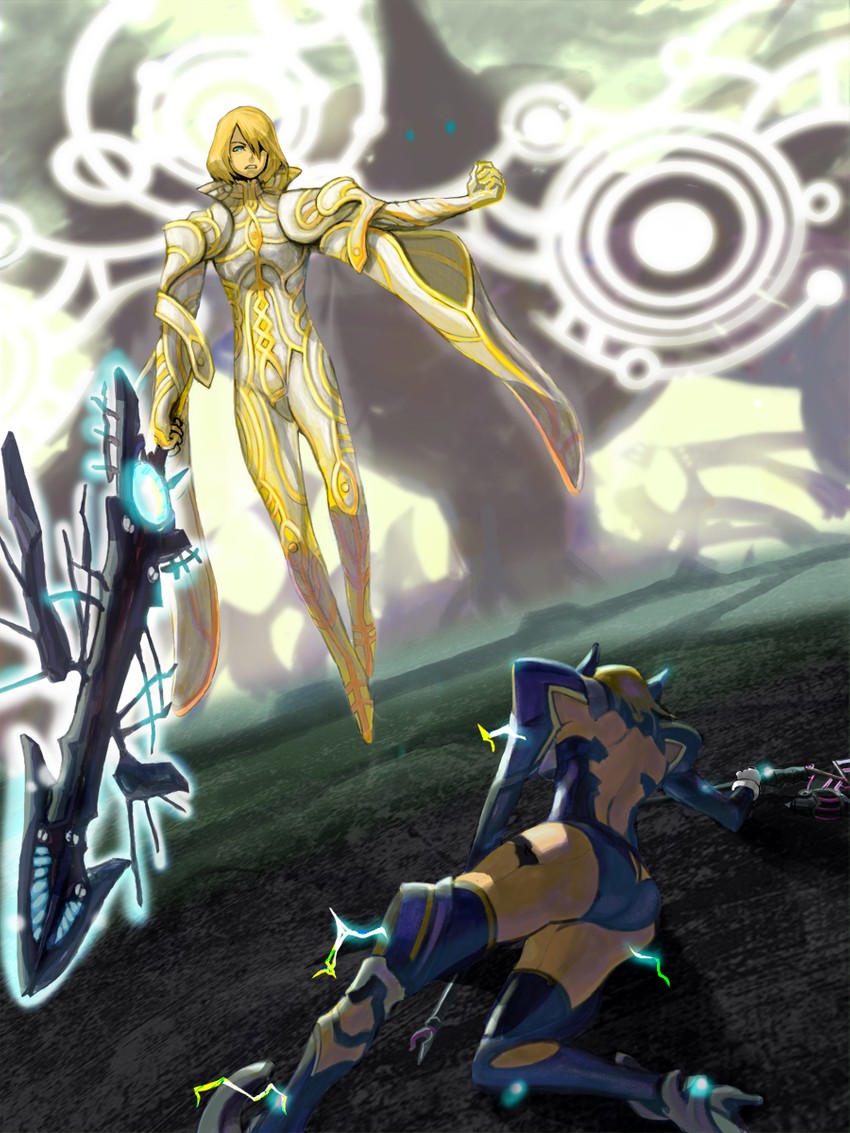 fiora, mecha-fiora, and zanza (xenoblade chronicles and 1 more) drawn by usa_(usa)