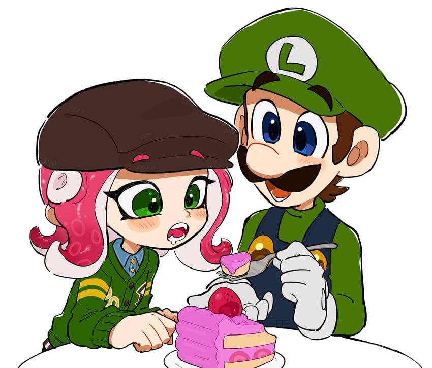 octoling player character, octoling girl, and luigi (splatoon and 1 more) drawn by mimimi_(mimimim9999)