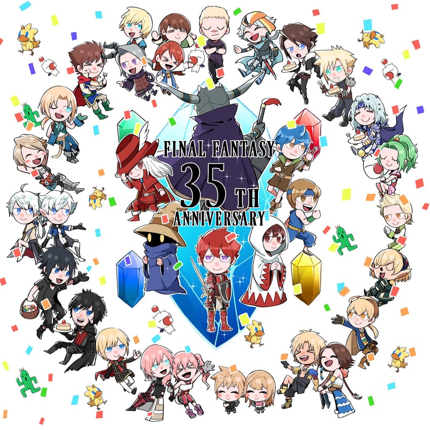 cloud strife, terra branford, moogle, squall leonhart, zidane tribal, and 33 more (final fantasy and 24 more) drawn by nnnmmg0725