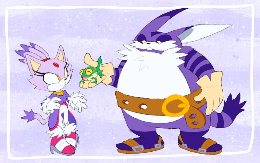 blaze the cat, big the cat, and froggy (sonic) drawn by lumspark
