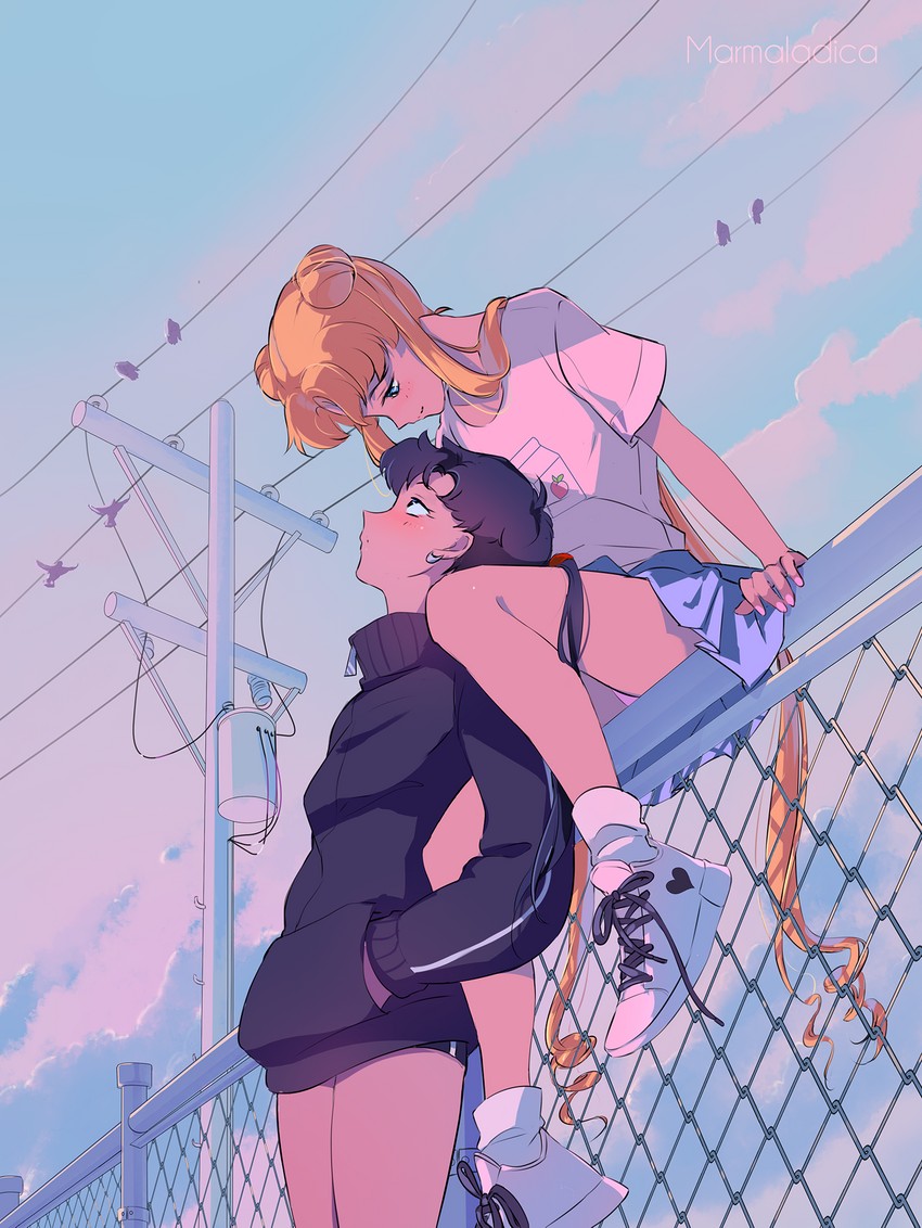 tsukino usagi and seiya kou (bishoujo senshi sailor moon and 1 more) drawn by marmaladica