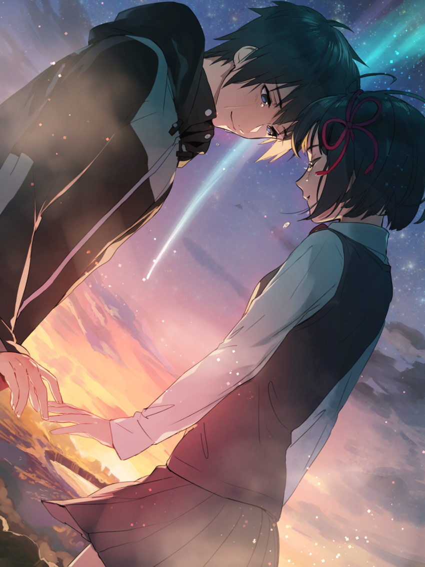 miyamizu mitsuha and tachibana taki (kimi no na wa.) drawn by g.g.lemon