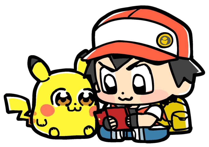 pikachu and red (pokemon and 1 more) drawn by bkub