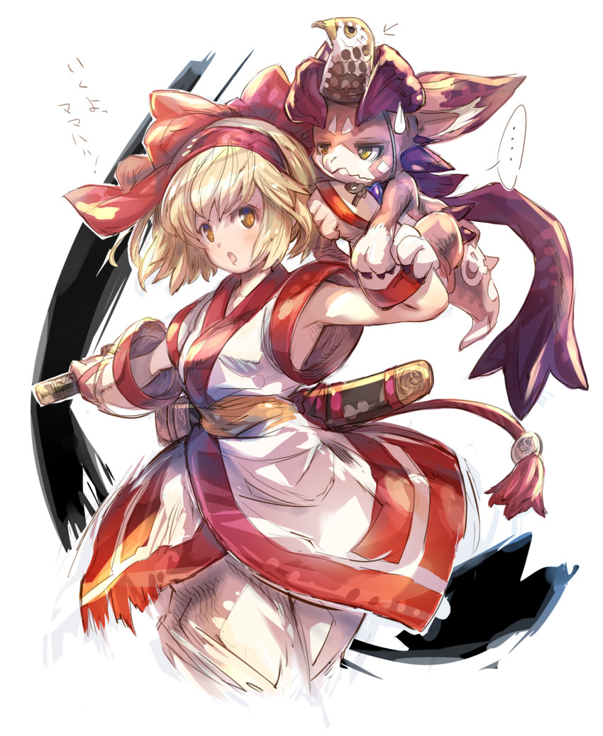 djeeta, nakoruru, vyrn, and mamahaha (granblue fantasy and 1 more) drawn by haku_(sabosoda)