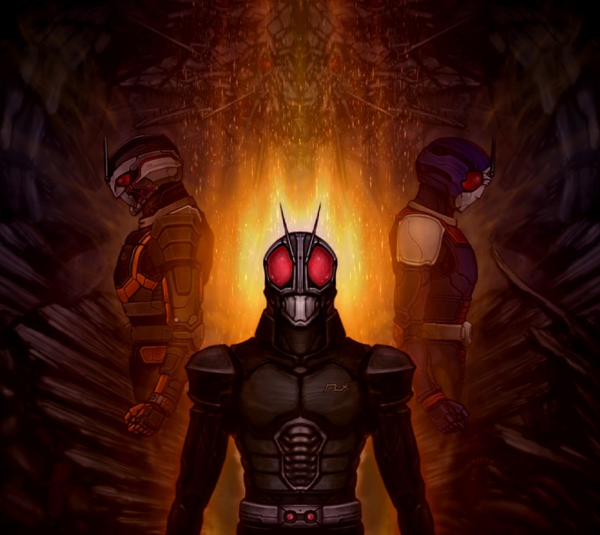kamen rider black rx, roborider, and biorider (kamen rider and 1 more) drawn by katou_yuu