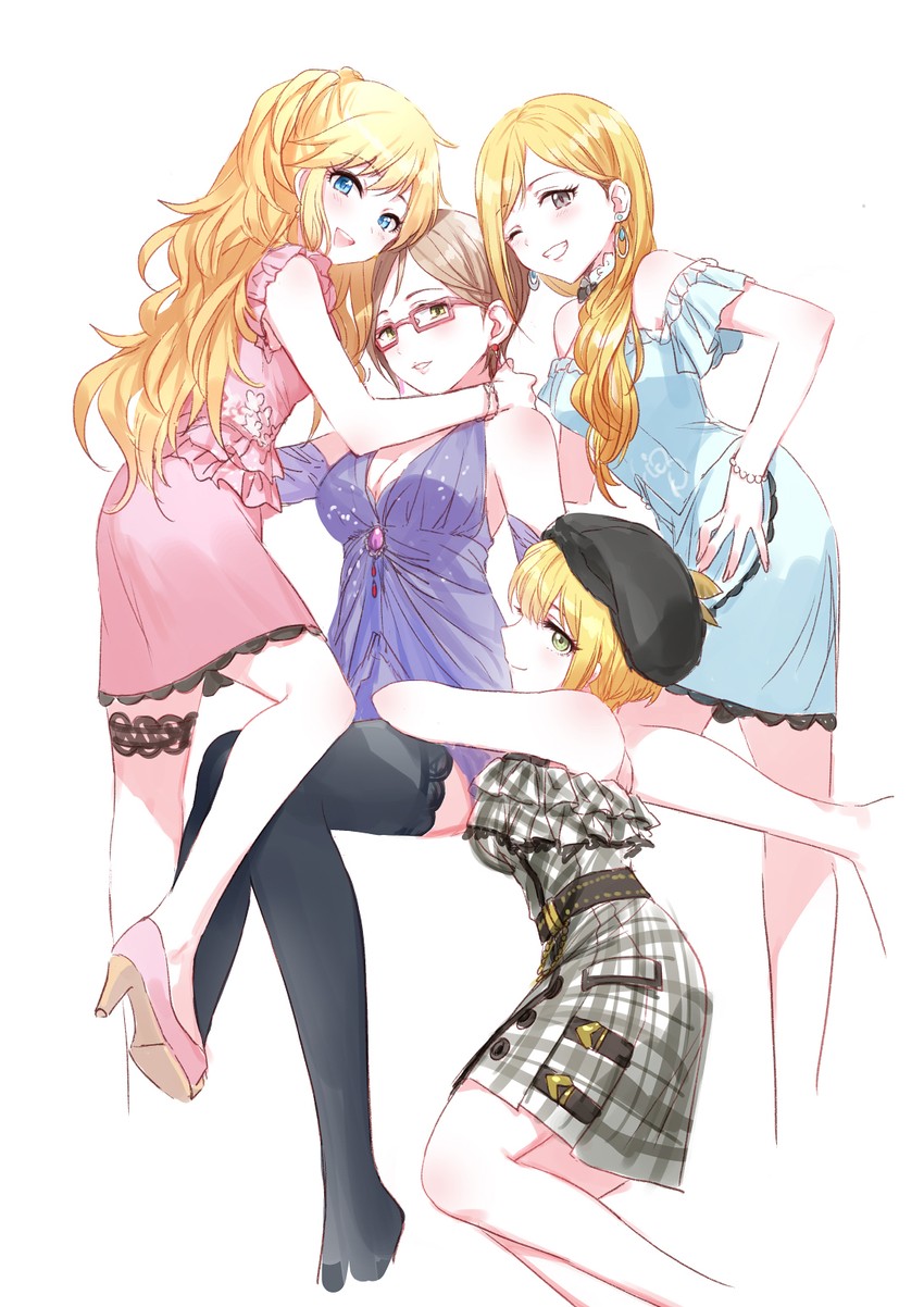 ohtsuki yui, miyamoto frederica, fujimoto rina, and aikawa chinatsu (idolmaster and 2 more) drawn by romi_(346_ura)