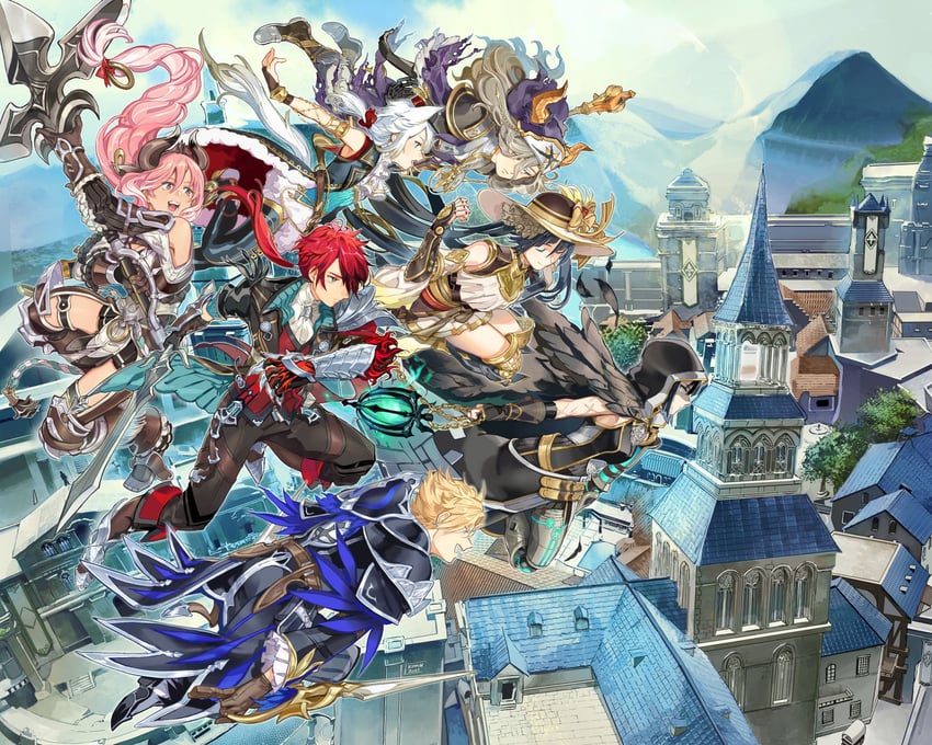 adol christin, white cat, raging bull, doll, hawk, and 2 more (ys and 1 more) drawn by kohiu