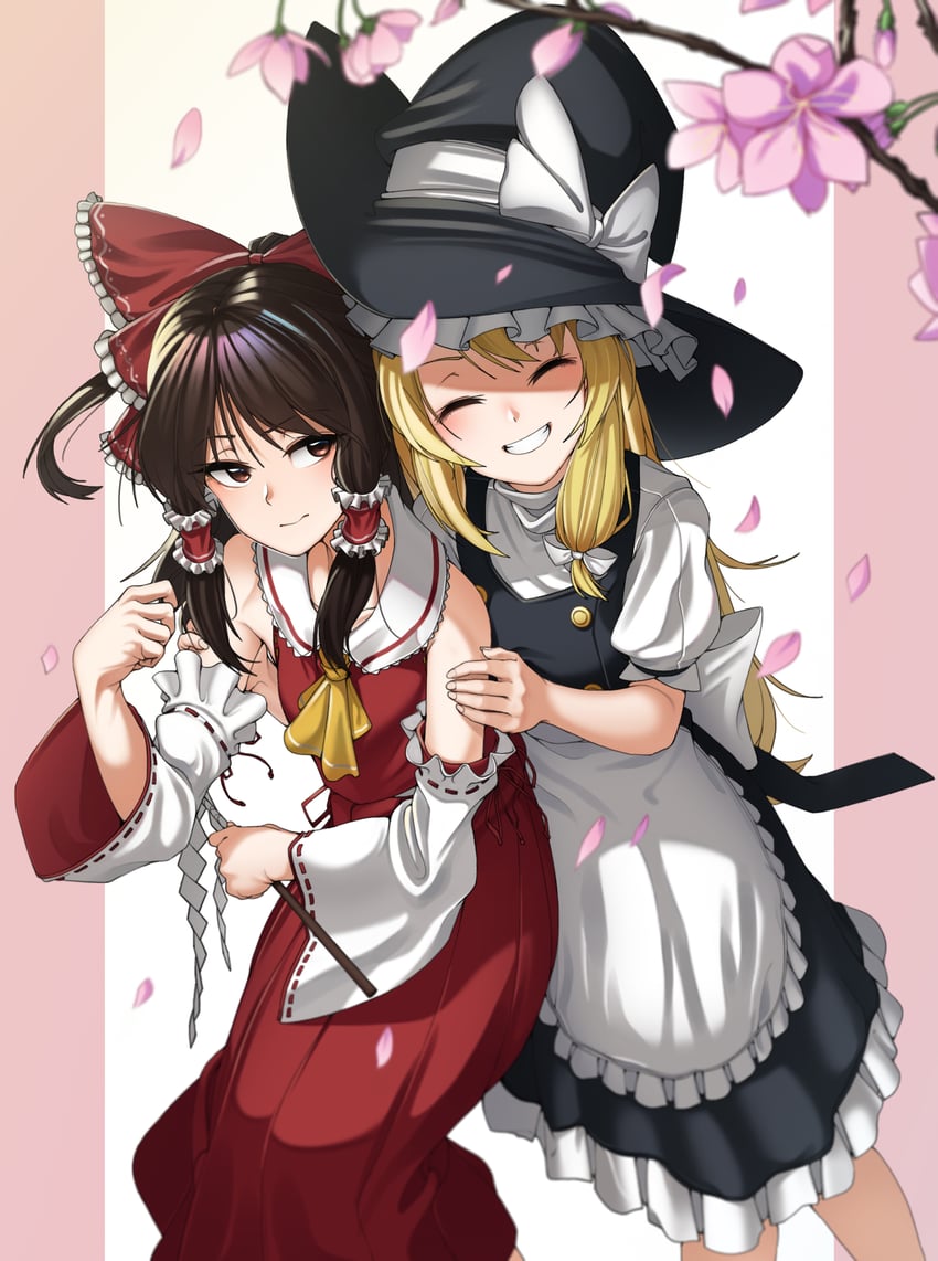 hakurei reimu and kirisame marisa (touhou) drawn by metro_(jbcman0198)