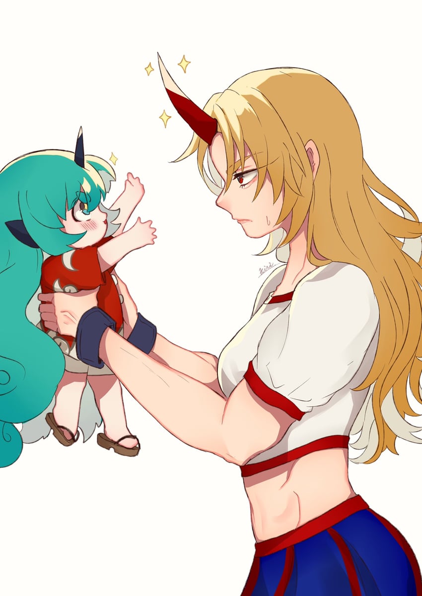 hoshiguma yuugi and komano aunn (touhou) drawn by uchisaki_himari
