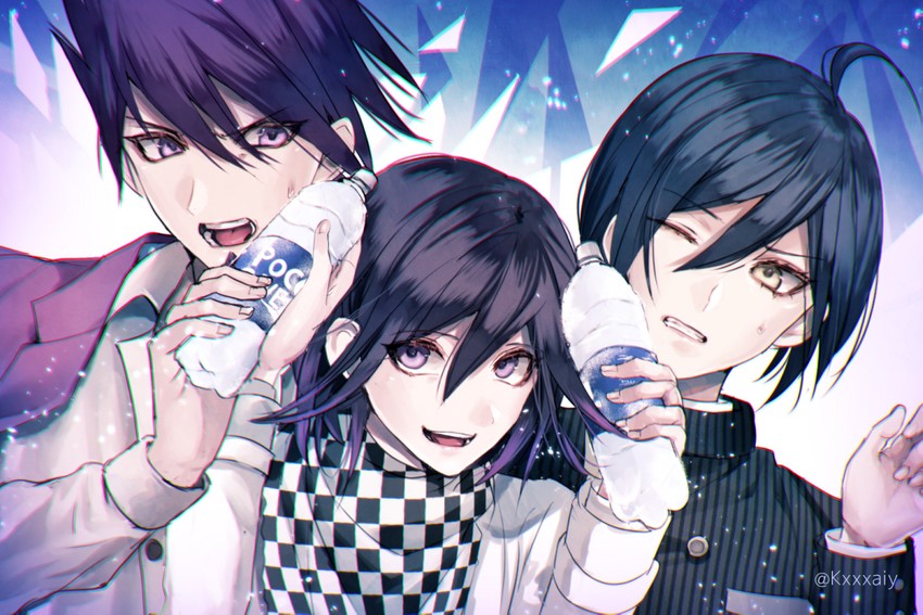 oma kokichi, saihara shuichi, and momota kaito (danganronpa and 1 more) drawn by sakuyu
