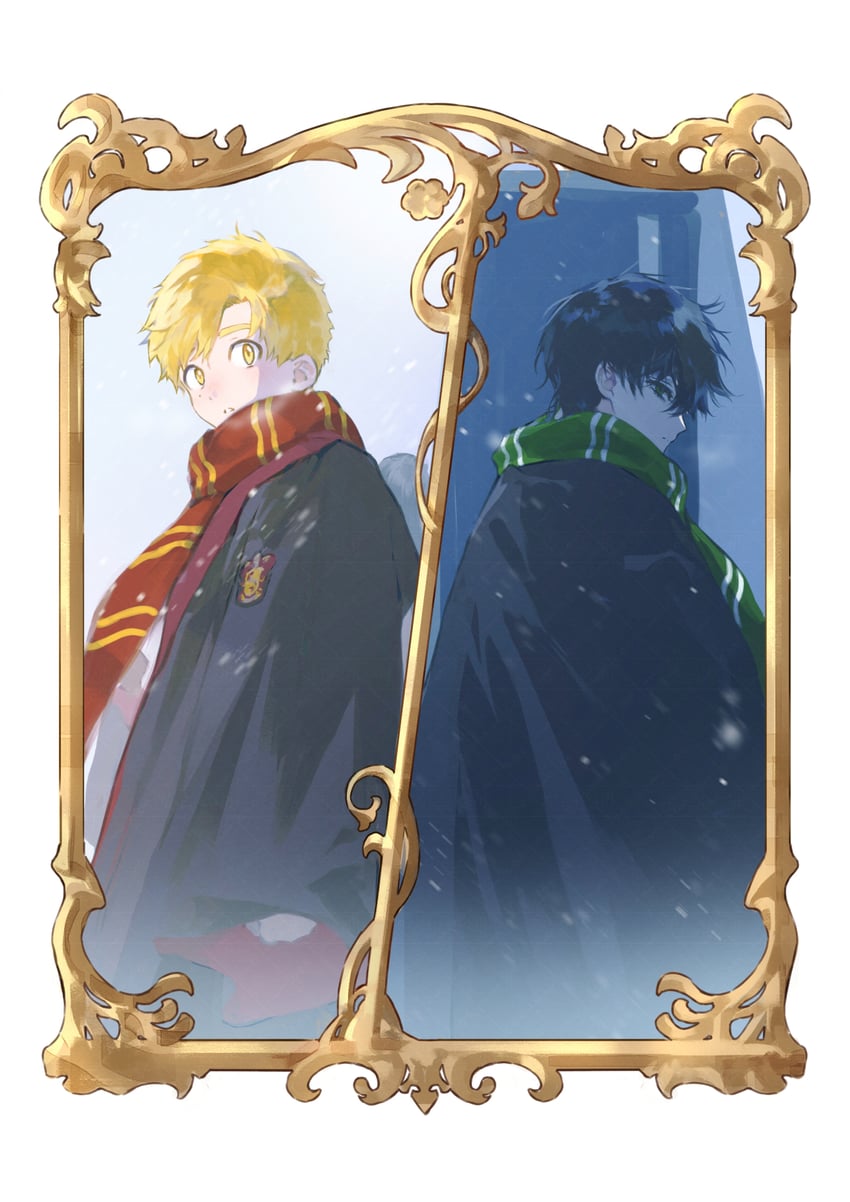 akeuraji tsukasa and yodaka jun (wizarding world and 2 more) drawn by haoriday
