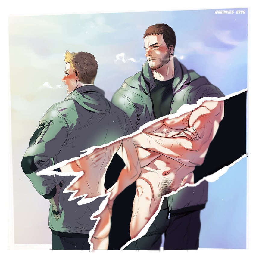 chris redfield and piers nivans (resident evil and 1 more) drawn by gge_(gebback_dark)