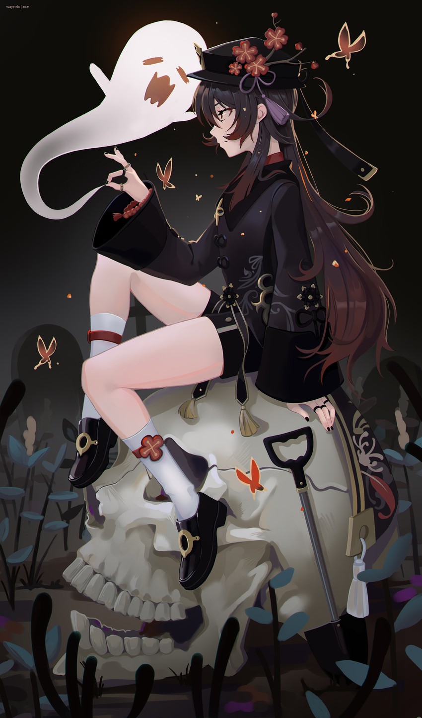 hu tao and boo tao (genshin impact) drawn by waystrix