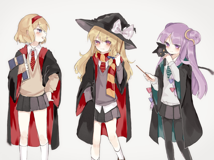 kirisame marisa, alice margatroid, and patchouli knowledge (touhou and 2 more) drawn by sorani_(kaeru0768)