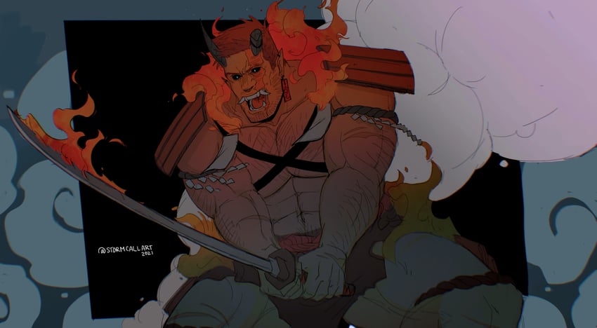 endeavor (boku no hero academia) drawn by stormcallart