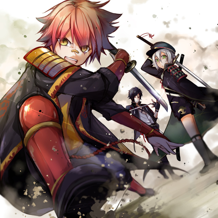 hotarumaru, aizen kunitoshi, and akashi kuniyuki (touken ranbu) drawn by hirai_yuzuki