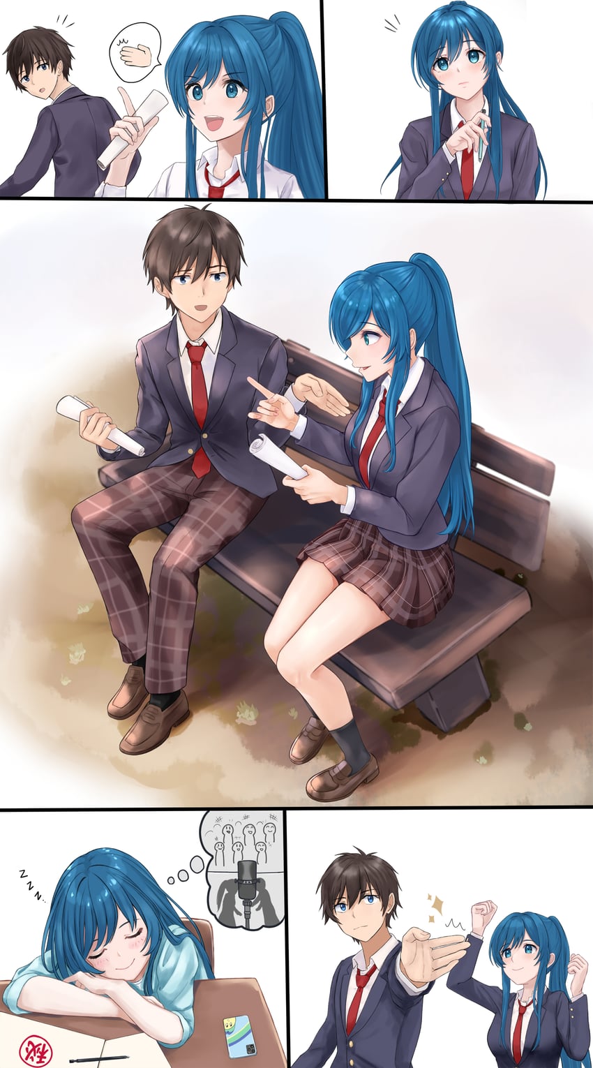 nanami minami and tomozaki fumiya (jaku-chara tomozaki-kun) drawn by mossan_(mossan-777)
