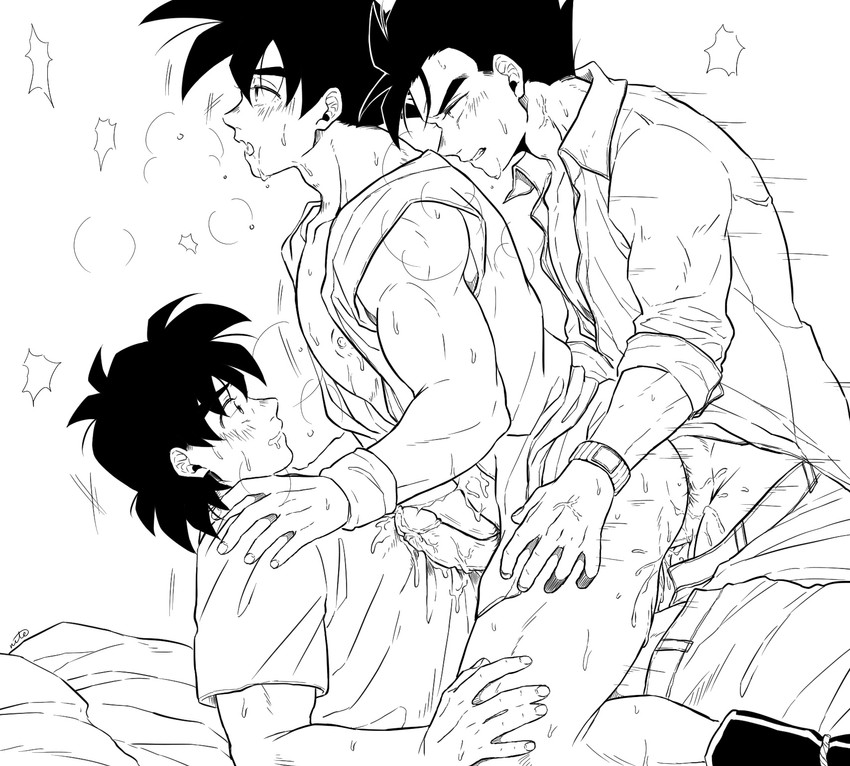 son goku, son gohan, and son goten (dragon ball and 1 more) drawn by scharlachrotn