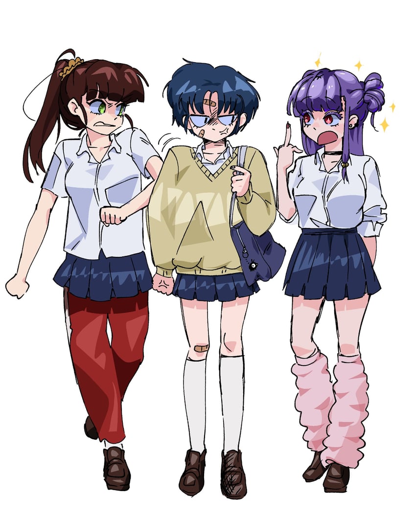 shampoo, tendou akane, p-chan, and kuonji ukyou (ranma 1/2) drawn by makh00n