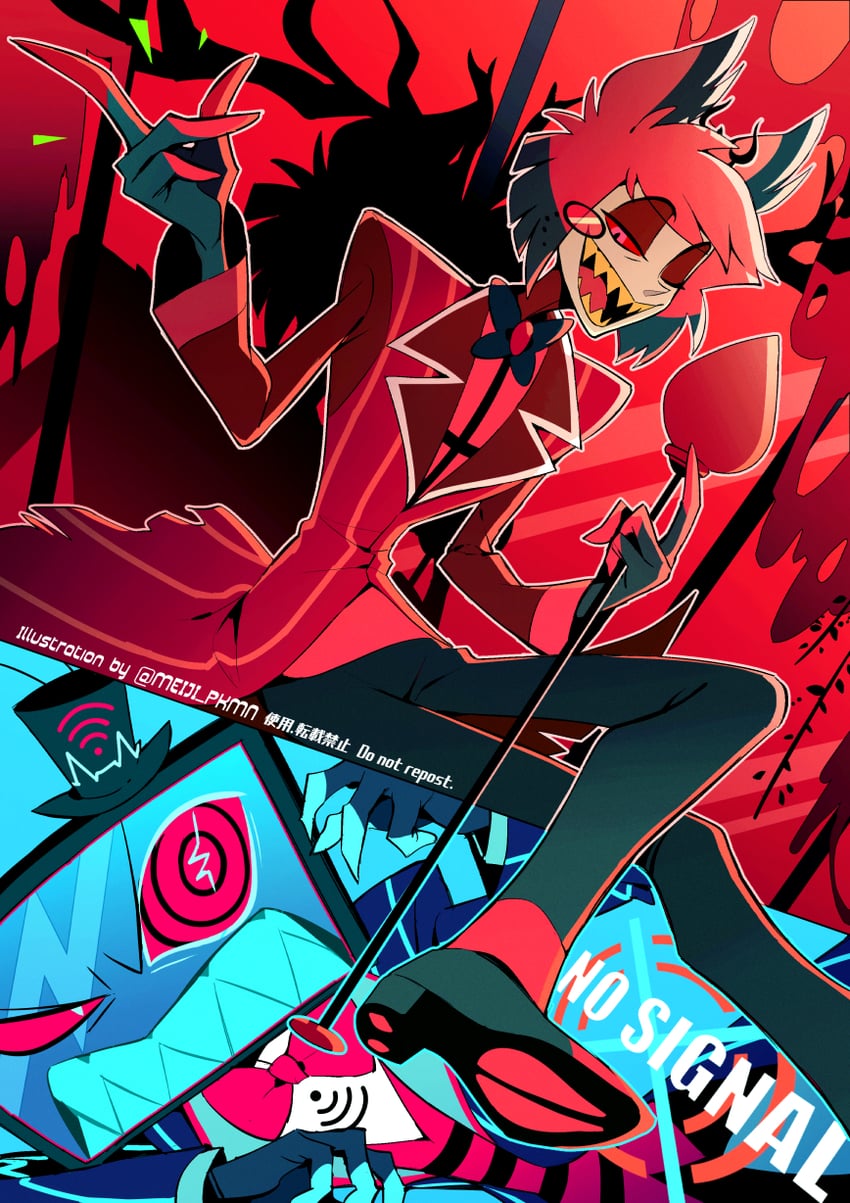 alastor and vox (hazbin hotel) drawn by meiji_ken