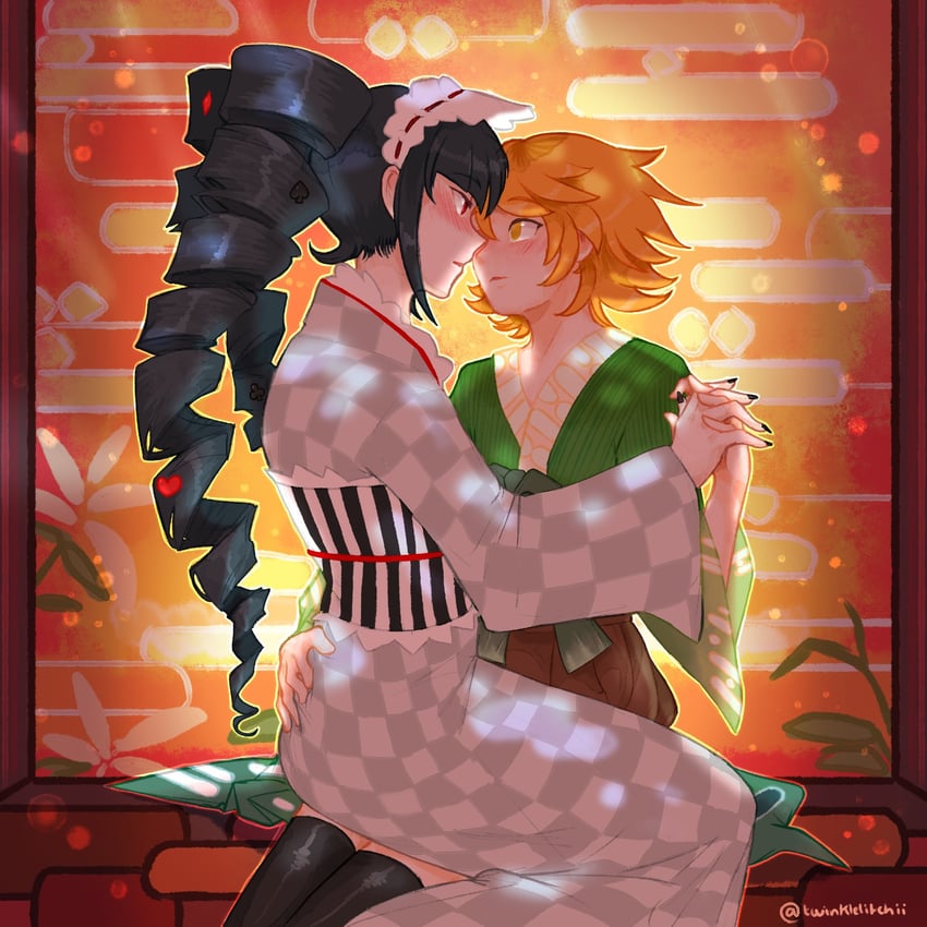 celestia ludenberg and fujisaki chihiro (danganronpa and 1 more) drawn by twinklelitchii