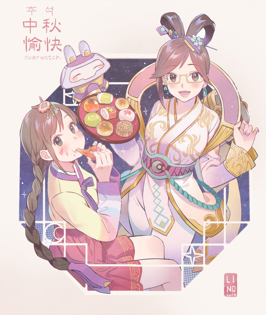 d.va, mei, snowball, palanquin d.va, and chang'e mei (overwatch and 1 more) drawn by lino_chang