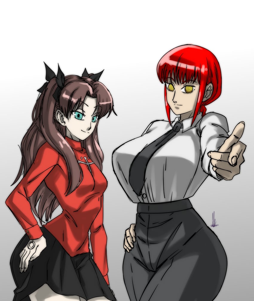 tohsaka rin and makima (fate and 2 more) drawn by un_koshin1402