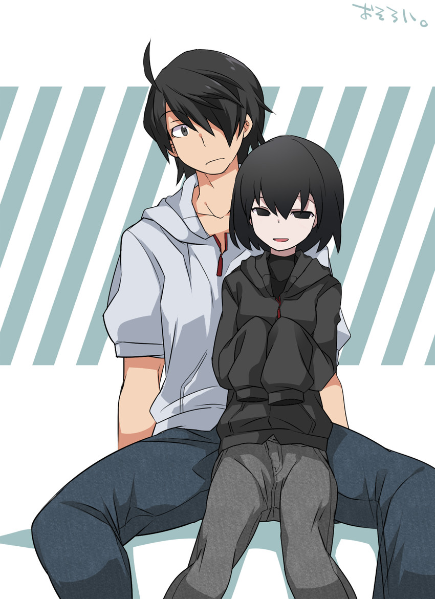 araragi koyomi and oshino ougi (monogatari and 1 more) drawn by hammer_(sunset_beach)