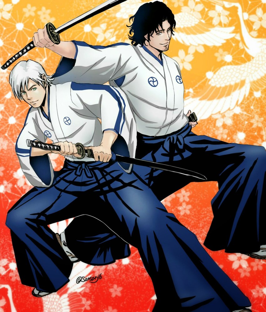 kyouraku shunsui and ukitake juushirou (bleach) drawn by san-san_(pixiv16523866)