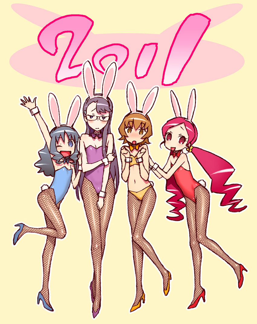 kurumi erika, hanasaki tsubomi, tsukikage yuri, and myoudouin itsuki (precure and 1 more) drawn by hijiri_rei