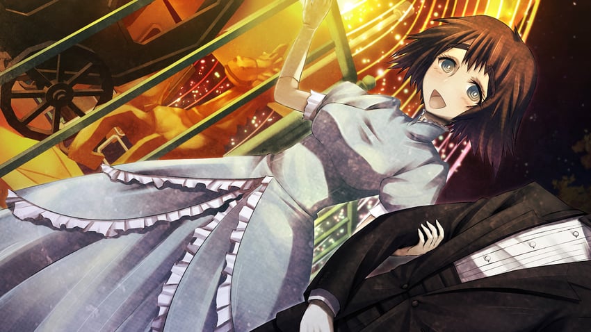 okabe rintarou and shiina mayuri (steins;gate and 1 more) drawn by huke