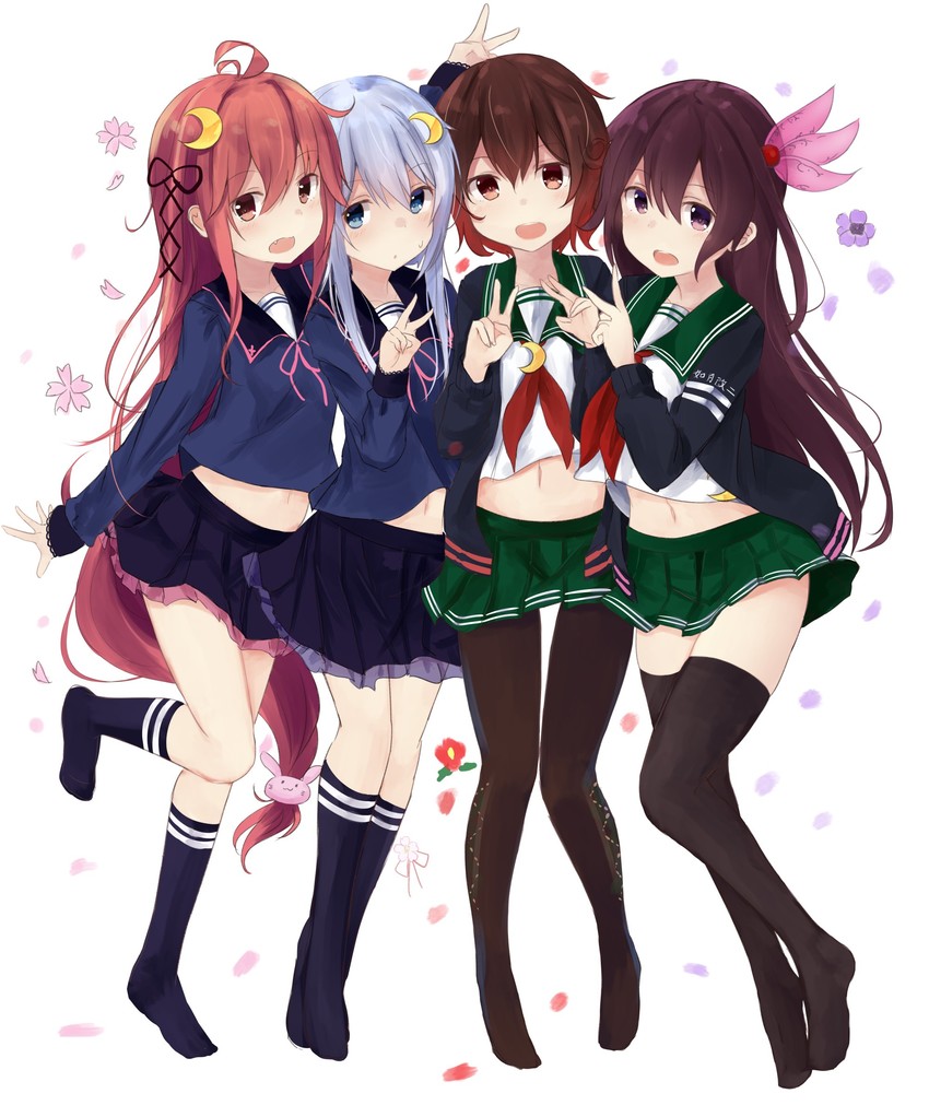 uzuki, mutsuki, kisaragi, yayoi, mutsuki kai ni, and 1 more (kantai collection) drawn by yuki_(yukin0128)