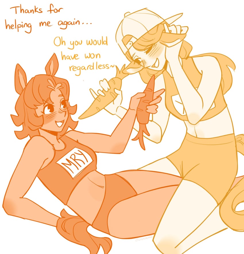 jovial merryment and lightning strikes thrice (horse race tests) drawn by trishot