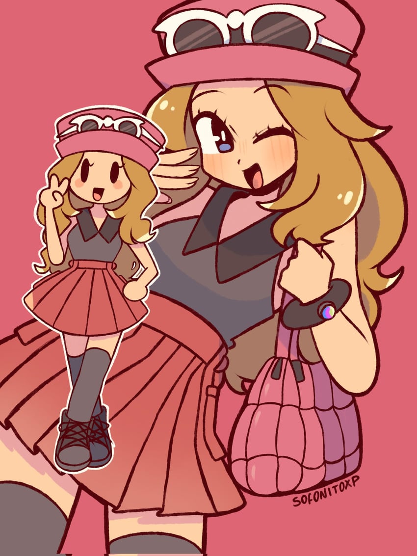 serena (pokemon and 1 more) drawn by sofo_soup