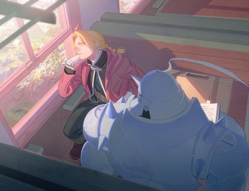 edward elric and alphonse elric (fullmetal alchemist) drawn by p0ckylo