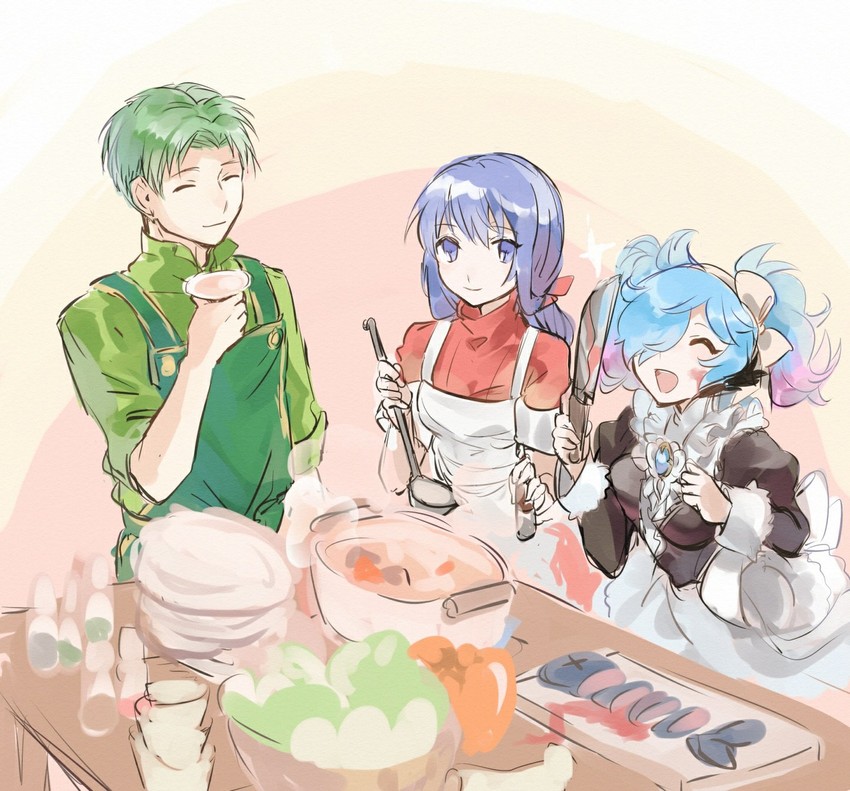 caeda, felicia, peri, and oscar (fire emblem and 4 more) drawn by hukashin