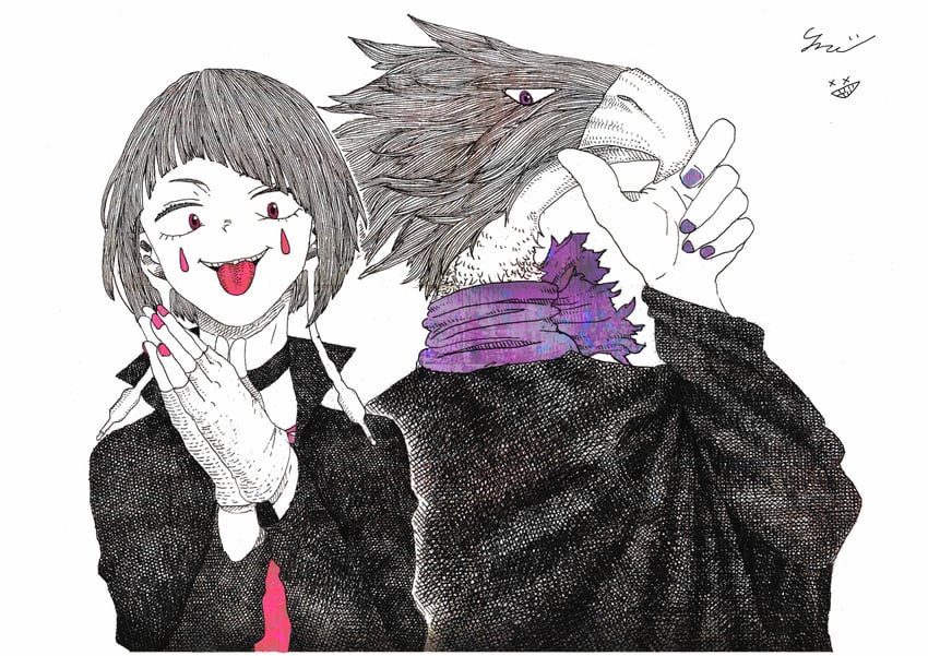 jiro kyoka and tokoyami fumikage (boku no hero academia) drawn by yonezu_kenshi