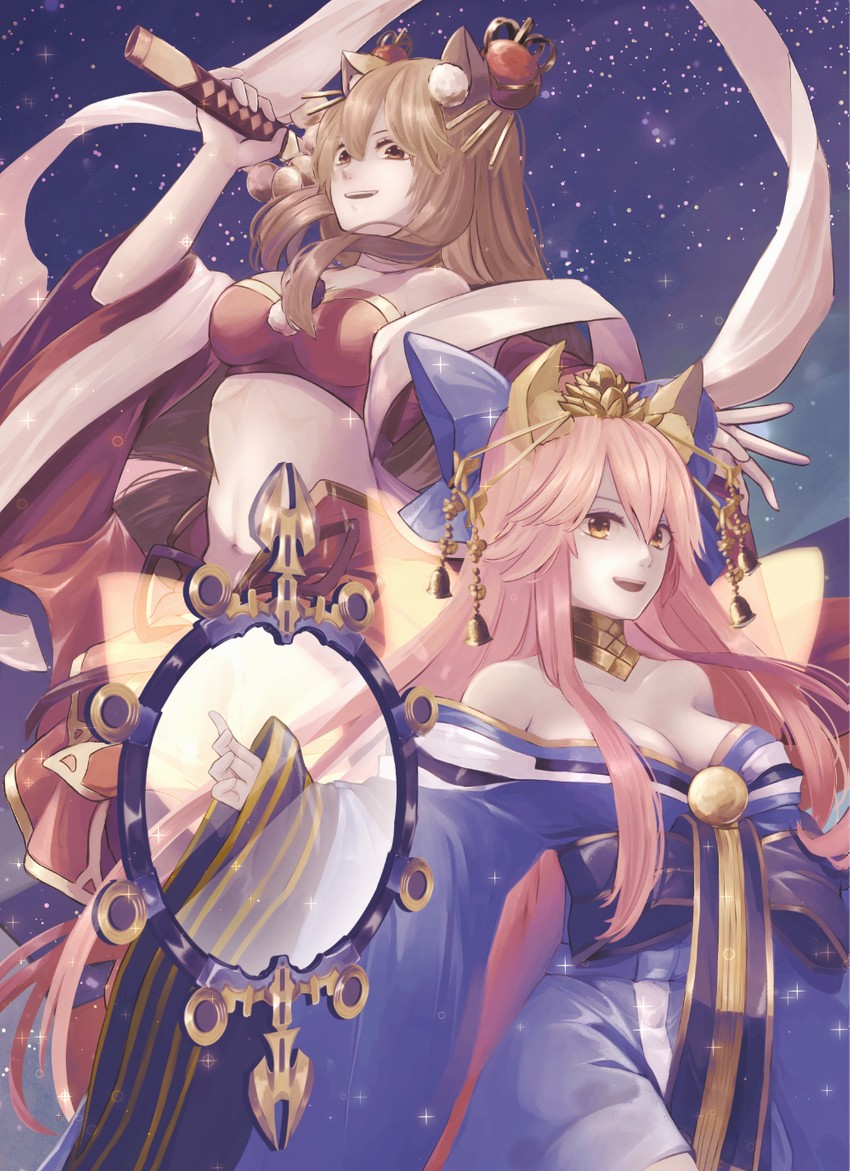 tamamo, tamamo no mae, and suzuka gozen (fate and 2 more) drawn by satsuki_ame