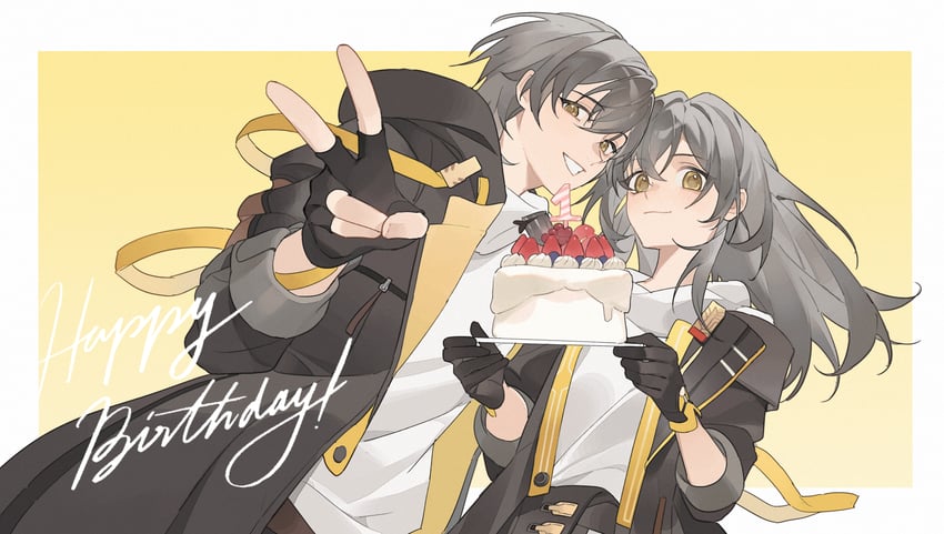 trailblazer, stelle, and caelus (honkai and 1 more) drawn by ye_xing_caomei
