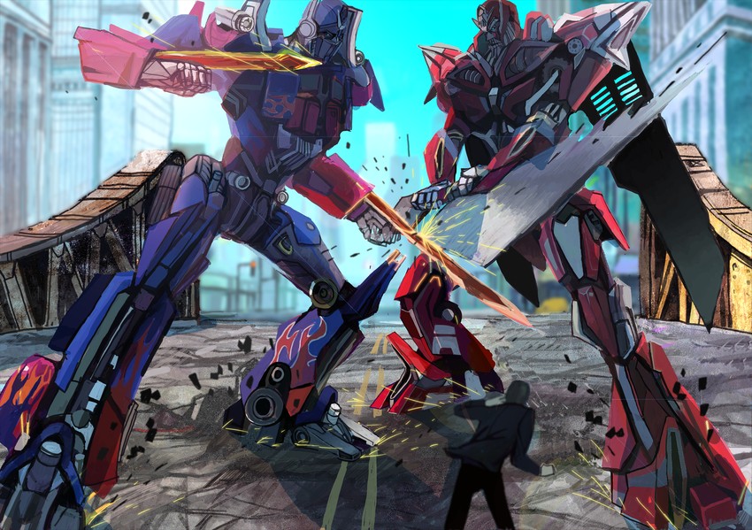 optimus prime and sentinel prime (transformers and 1 more) drawn by kanegon_(facialexpression)