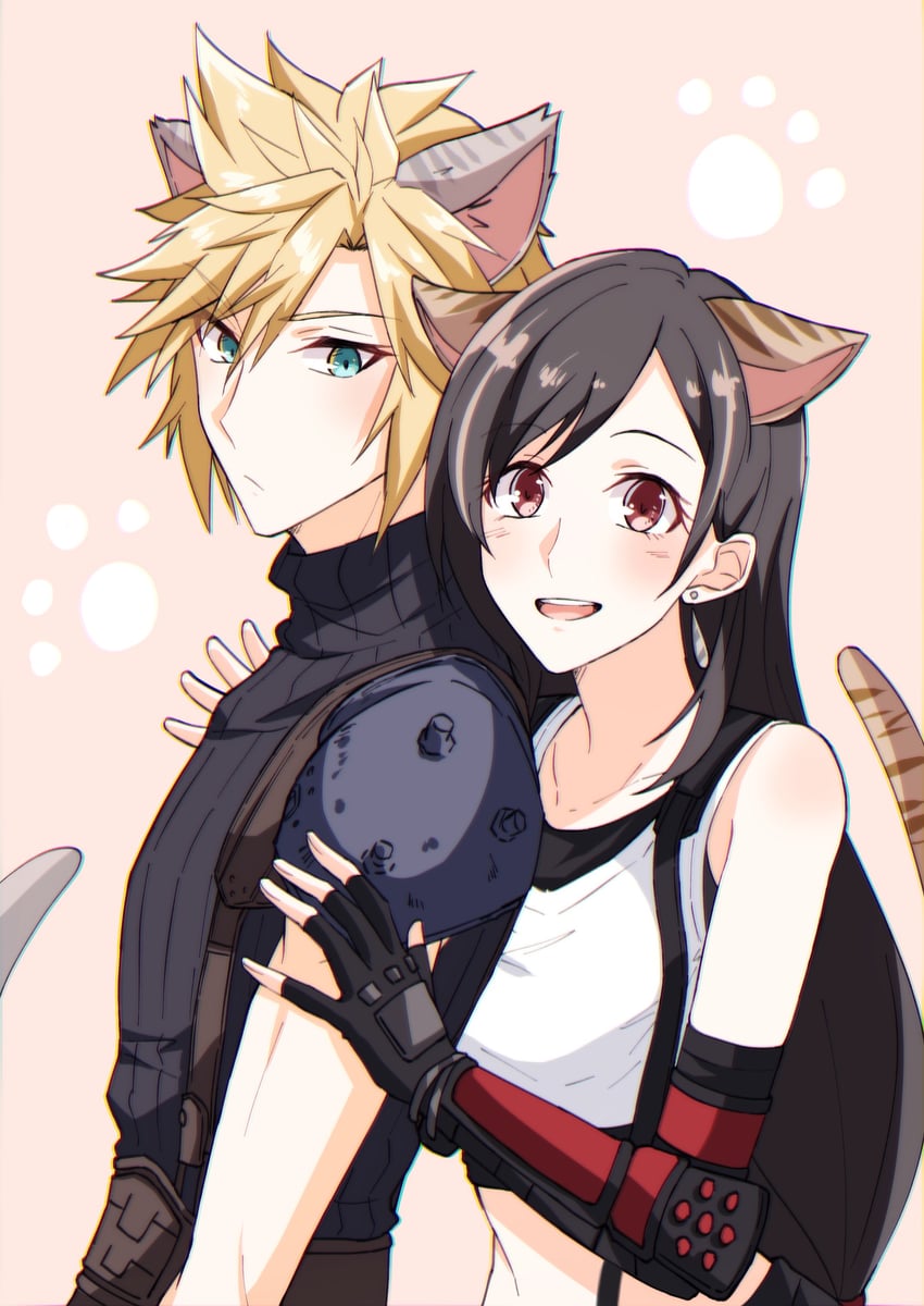 tifa lockhart and cloud strife (final fantasy and 2 more) drawn by mizuamememe