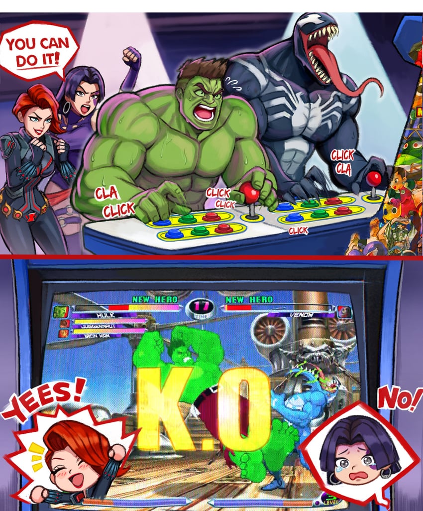 tron bonne, psylocke, venom, iron man, servbot, and 4 more (marvel and 9 more) drawn by neggoartz