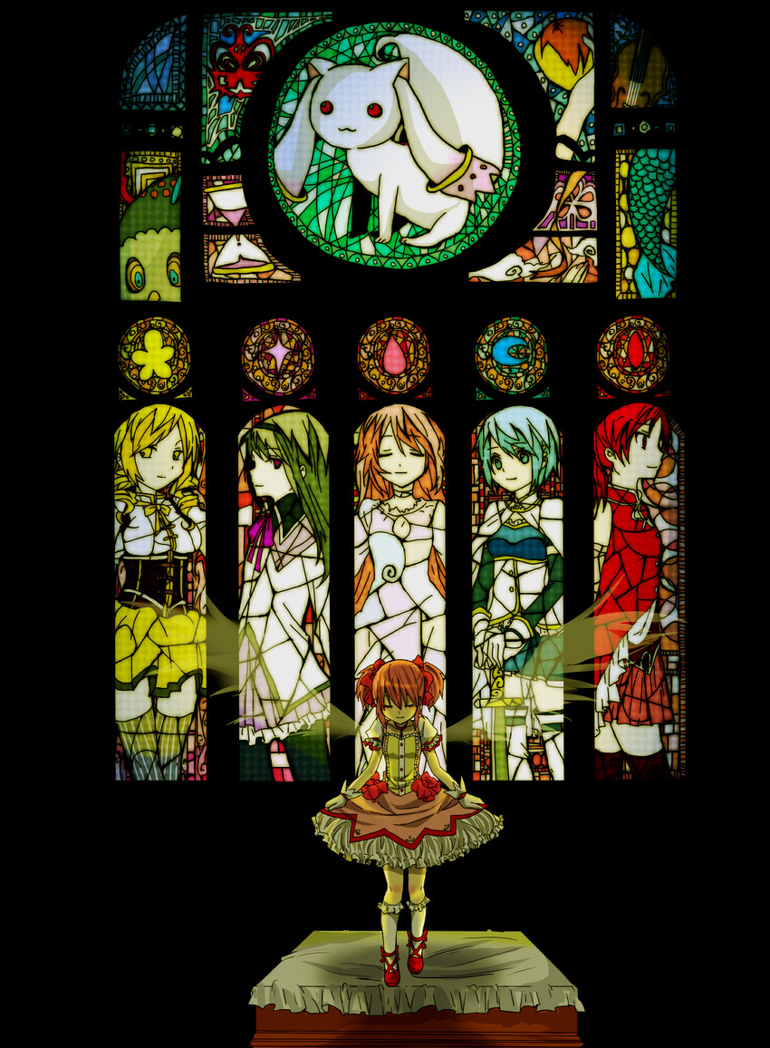 akemi homura, kaname madoka, miki sayaka, sakura kyoko, tomoe mami, and 4 more (mahou shoujo madoka magica) drawn by yumeno_(rubbercup)