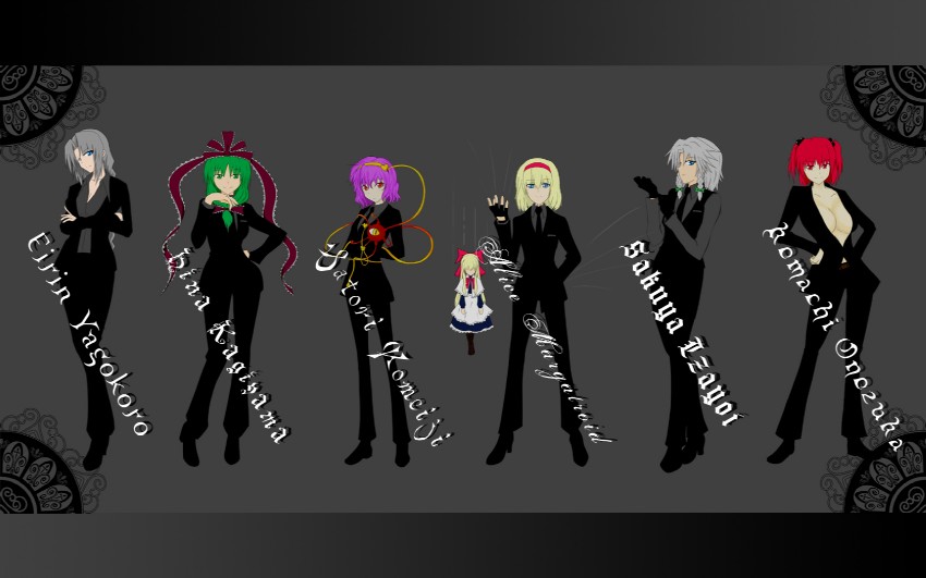 izayoi sakuya, alice margatroid, komeiji satori, yagokoro eirin, kagiyama hina, and 2 more (touhou) drawn by kamiyo_jookoo
