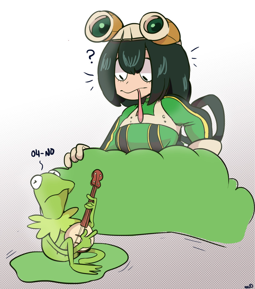 asui tsuyu and kermit the frog (boku no hero academia and 1 more) drawn by kerwin's_art_freakshow
