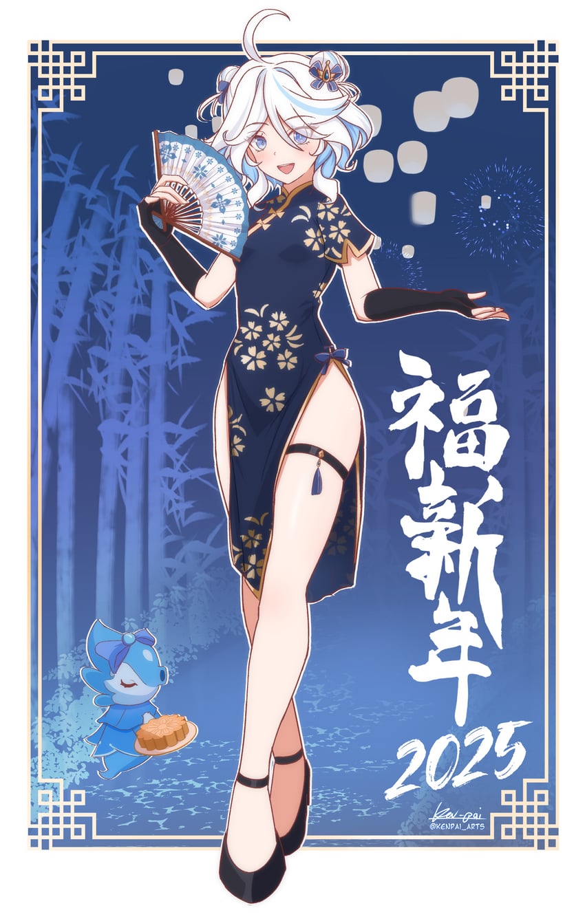 furina and surintendante chevalmarin (genshin impact) drawn by ken-pai_(kenpai_arts)