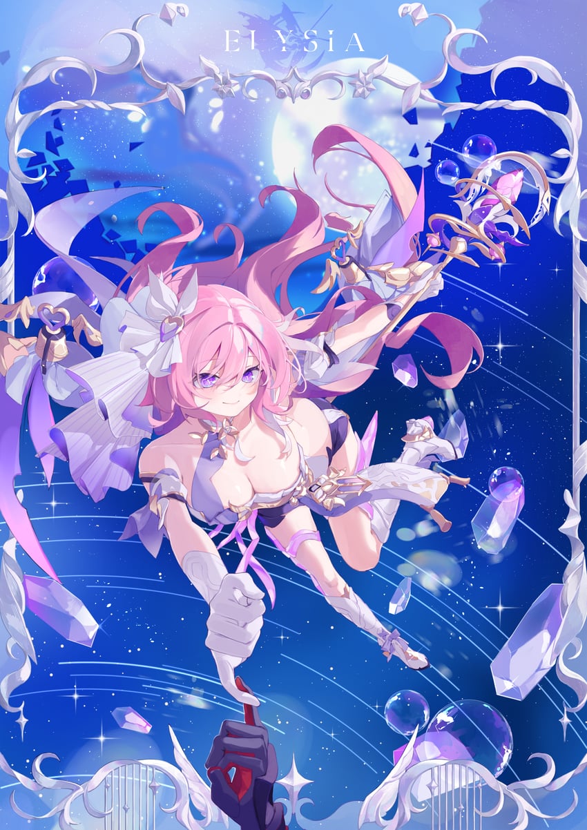 raiden mei and elysia (honkai and 1 more) drawn by roena
