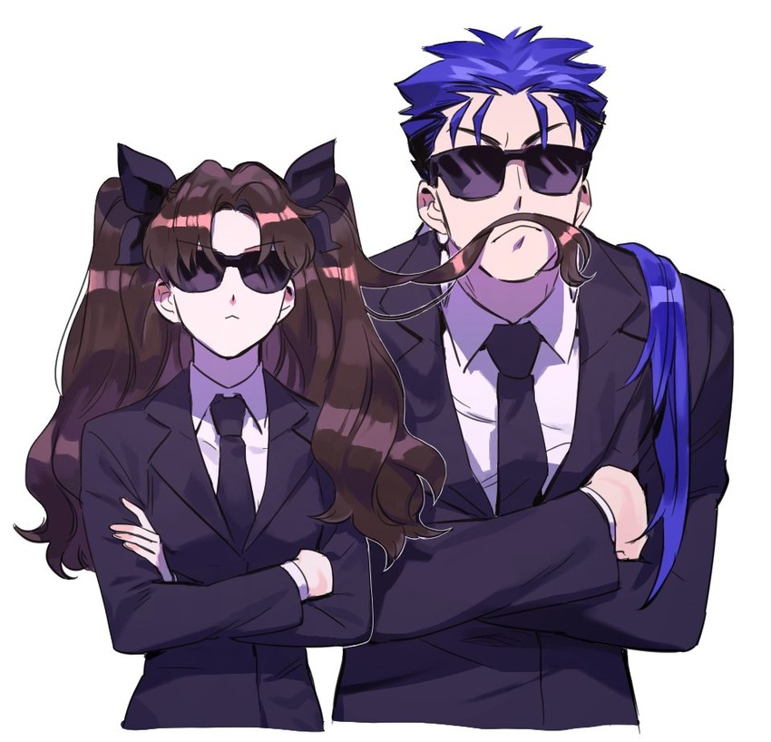 tohsaka rin and cu chulainn (fate and 1 more) drawn by linluv